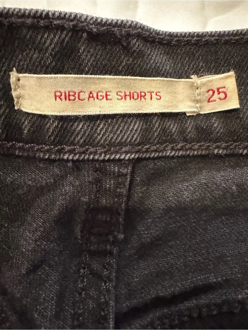 Levi’s Black High-Rise Denim Ribcage Shorts Size 25
